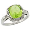 Image 1 : Natural 2.4 ctw Peridot & Diamond Engagement Ring 14K White Gold - REF-34V3F