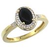 Image 1 : Natural 0.83 ctw Onyx & Diamond Engagement Ring 10K Yellow Gold - REF-24Z5Y