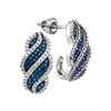 Image 1 : 0.10 CTW Blue Color Diamond J Half Hoop Earrings 10KT White Gold - REF-26K9W