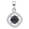 Image 1 : 0.22 CTW Black Color Diamond Diagonal Square Pendant 10KT White Gold - REF-12H2M