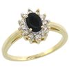 Image 1 : Natural 0.67 ctw Onyx & Diamond Engagement Ring 10K Yellow Gold - REF-38Z4Y