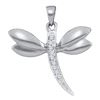 Image 1 : 0.03 CTW Diamond Dragonfly Winged Bug Insect Charm Pendant 10KT White Gold - REF-7Y4X