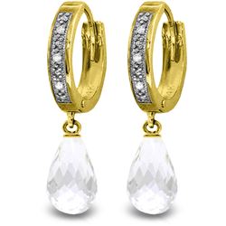 Genuine 4.54 ctw White Topaz & Diamond Earrings Jewelry 14KT Yellow Gold - REF-52M2T