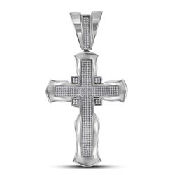 0.95 CTW Mens Diamond Cross Crucifix Charm Pendant 10KT White Gold - REF-82W4K