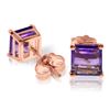 Genuine 1.75 ctw Amethyst Earrings Jewelry 14KT Rose Gold - REF-24P3H