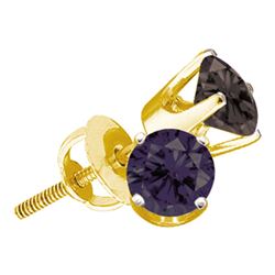 0.50 CTWBlack Color Diamond Solitaire Screwback Stud Earrings 10KT Yellow Gold - REF-12Y2X