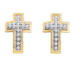 0.10 CTW Diamond Small Cross Screwback Earrings 10KT Yellow Gold - REF-12F2N