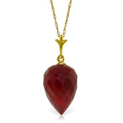 Genuine 13 ctw Ruby Necklace Jewelry 14KT Yellow Gold - REF-22A2K