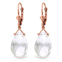 Genuine 10.20 ctw White Topaz Earrings Jewelry 14KT Rose Gold - REF-28R9P