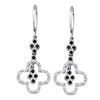 0.15 CTW Black Color Diamond Wire Dangle Ear-wire Earrings 10KT White Gold - REF-19Y4X