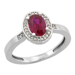 Natural 1.46 ctw Ruby & Diamond Engagement Ring 14K White Gold - REF-31K7R