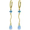 Genuine 3.5 ctw Blue Topaz Earrings Jewelry 14KT Yellow Gold - REF-33V8W