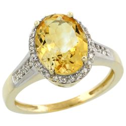 Natural 2.49 ctw Citrine & Diamond Engagement Ring 10K Yellow Gold - REF-31N9G