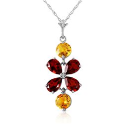 Genuine 3.15 ctw Garnet & Citrine Necklace Jewelry 14KT White Gold - REF-30Z3N