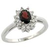 Natural 0.67 ctw Garnet & Diamond Engagement Ring 10K White Gold - REF-38A8V