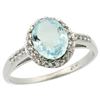 Natural 1.13 ctw Aquamarine & Diamond Engagement Ring 14K White Gold - REF-36V2F