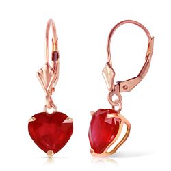 Genuine 2.9 ctw Ruby Earrings Jewelry 14KT Rose Gold - REF-39A3K