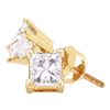 Image 1 : 1.03 CTW Princess Diamond Solitaire Stud Earrings 14KT Yellow Gold - REF-142W4K
