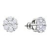 1.5 CTW Diamond Large Flower Cluster Stud Earrings 14KT White Gold - REF-165H2M