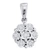 Image 1 : 0.05 CTW Diamond Cluster Pendant 10KT White Gold - REF-6M2H