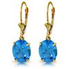 Genuine 6.25 ctw Blue Topaz Earrings Jewelry 14KT Yellow Gold - REF-41X2M