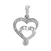 0.01 CTW Diamond Double Heart Love Pendant 10KT White Gold - REF-7Y4X