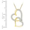 Image 2 : 0.10 CTW Diamond Linked Double Heart Pendant 10KT Yellow Gold - REF-8X9Y