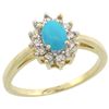 Image 1 : Natural 0.67 ctw Turquoise & Diamond Engagement Ring 14K Yellow Gold - REF-49W2K