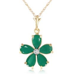 Genuine 2.22 ctw Emerald & Diamond Necklace Jewelry 14KT Yellow Gold - REF-40P7H