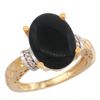 Natural 5.53 ctw Onyx & Diamond Engagement Ring 14K Yellow Gold - REF-53A5V