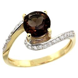 Natural 1.24 ctw smoky-topaz & Diamond Engagement Ring 14K Yellow Gold - REF-52N6G