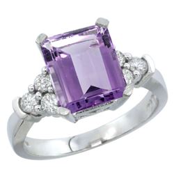 Natural 2.86 ctw amethyst & Diamond Engagement Ring 10K White Gold - REF-53Z5Y