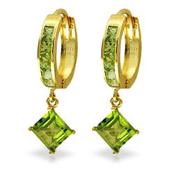 Genuine 4 ctw Peridot Earrings Jewelry 14KT Yellow Gold - REF-53R2P