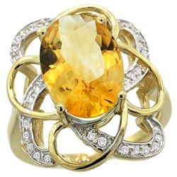 Natural 5.59 ctw citrine & Diamond Engagement Ring 14K Yellow Gold - REF-59K6R