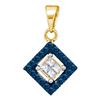 Image 1 : 0.30 CTW Blue Color Diamond Diagonal Square Pendant 10KT Yellow Gold - REF-18Y2X