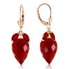 Image 1 : Genuine 27.1 ctw Ruby Earrings Jewelry 14KT Yellow Gold - REF-59F9Z