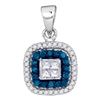 0.35 CTW Blue Color Diamond Square Pendant 10KT White Gold - REF-20M9H