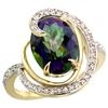 Natural 6.53 ctw mystic-topaz & Diamond Engagement Ring 14K Yellow Gold - REF-72K8R