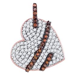 0.34 CTW Red Color Diamond Lasso Heart Love Pendant 10KT Rose Gold - REF-26H9M