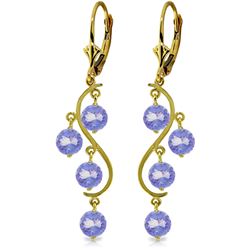 Genuine 4 ctw Tanzanite Earrings Jewelry 14KT Yellow Gold - REF-74R2P