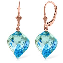 Genuine 27.85 ctw Blue Topaz Earrings Jewelry 14KT Rose Gold - REF-74N9R