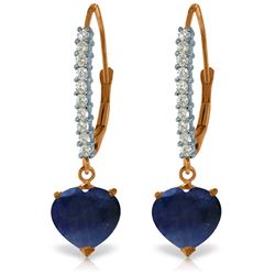 Genuine 3.4 ctw Sapphire & Diamond Earrings Jewelry 14KT Rose Gold - REF-75N6R
