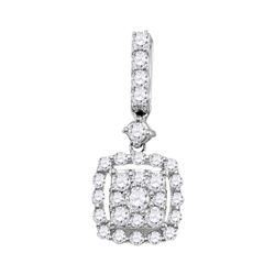 0.50 CTWDiamond Square Cluster Pendant 14KT White Gold - REF-37H5M