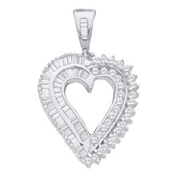 0.84 CTW Diamond Heart Love Pendant 10KT White Gold - REF-44Y9X