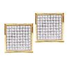 Image 1 : 0.45 CTW Pave-set Diamond Square Cluster Earrings 10KT Yellow Gold - REF-18Y7X