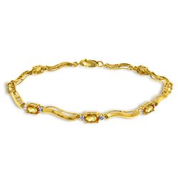 Genuine 2.01 ctw Citrine & Diamond Bracelet Jewelry 14KT Yellow Gold - REF-76P7H