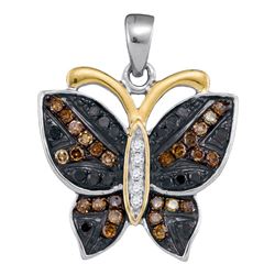 0.35 CTW Black Color Diamond Butterfly Bug Pendant 10KT White Gold - REF-19F4N