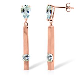 Genuine 4.25 ctw Aquamarine Earrings Jewelry 14KT Rose Gold - REF-66V6W