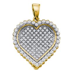 0.50 CTWDiamond Concave Heart Cluster Pendant 10KT Yellow Gold - REF-32F9N