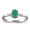Genuine 0.51 ctw Emerald & Diamond Ring Jewelry 14KT White Gold - REF-30W5Y